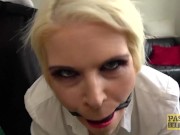 Submissive Lady Receives Cum In Mouth 4/16