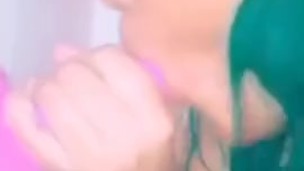Watch me suck my dildo in the shower 