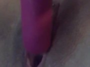 Close-up pink vibrator in my juicy pussy