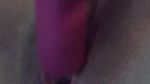 Close-up pink vibrator in my juicy pussy