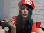Smoking Hot Mario PREVIEW Smoking and hairy pussy finger fucking cosplay 4/16