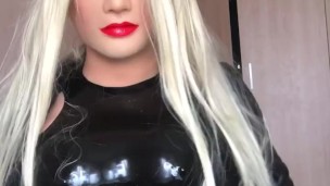 Silicone Barbie Sex Doll in Latex and Leather Coat