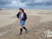 Risky public outdoor flashing & fucking my dildo on the beach 13/16