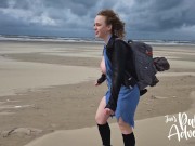 Risky public outdoor flashing & fucking my dildo on the beach 14/16