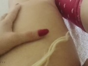 Legs, feet, and pussy play in a long pink sock!  3/16