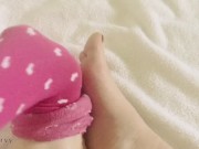 Legs, feet, and pussy play in a long pink sock!  5/16