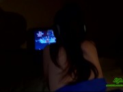CREAMPIE - Gamer girl plays Mortal kombat while I secretly take the condom off 2/16