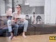 SISPORN Guy postpones his gamepad to make it with the blonde stepsister 3/16