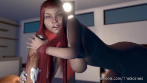 Hairjob Pretty Redhead with long hair Cumshot on hair