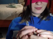 Girl in heels gets cum on her tongue and swallows 16/16