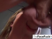 Slut chokes on his cock until he cums 5/16