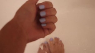 Latina6Goddess foot tease in shower 