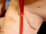 Multiple orgasms for Mistress Sadistra after pee in her dog's mouth 16/16