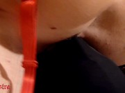 Multiple orgasms for Mistress Sadistra after pee in her dog's mouth 9/16