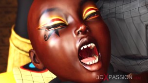 Anubis fucks hard a sexy ebony in an egyptian temple