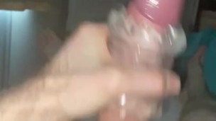 Morning hard wank and edging cumshot using fleshlight quickshot big cock masturbator