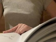 I read book and play with my cute tits 3/16