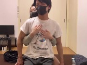 モンハンライズの罰ゲームでイケメンM男を亀頭責めしたらイキまくったww Japanese amateur Handjob orgasm -えむゆみカップル 3/16