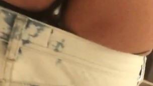 horny guy plugged and wearing a jockstrapp at work