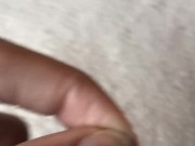 Sexy black guy plays with precum and touches sensitive cock
