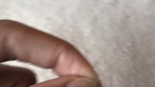 Sexy black guy plays with precum and touches sensitive cock