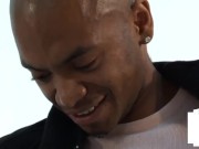 Uniformed UK femdoms tugging tiny black dick 14/16