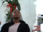 Uniformed UK femdoms tugging tiny black dick 2/16