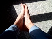 Playing with my feet while they sunbathe !!