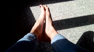 Playing with my feet while they sunbathe !!