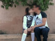 School girl gets horny and fucks in the park with her boyfriend 1/16