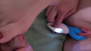 Foot job with toes while she orgasms