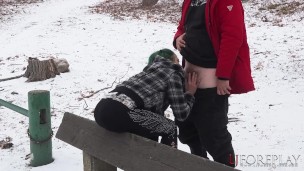 Public Blowjob In The Snow - LJFOREPLAY