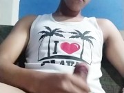  man masturbates on the couch