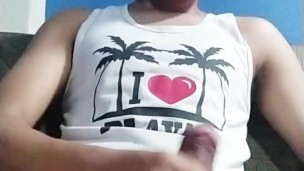  man masturbates on the couch