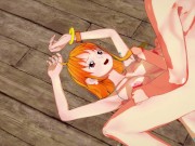 Nami giving a blowjob and getting mouth fucked before swallowing cum (One Piece Hentai) 16/16