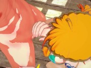 Nami giving a blowjob and getting mouth fucked before swallowing cum (One Piece Hentai) 4/16