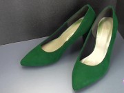 Shoe fetishism 靴フェチ 緑色のハイヒールにぶっかける