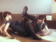 Cute Lesbian UpSkirt Panty Tribbing
