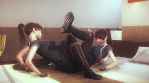 Cute Lesbian UpSkirt Panty Tribbing