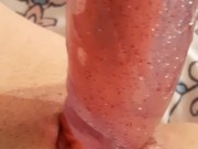 plays with her Daddy toy and her sticky tight pussy