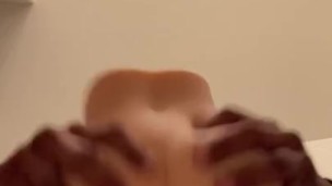 Huge Mexican cock busts quick from fake ass toy