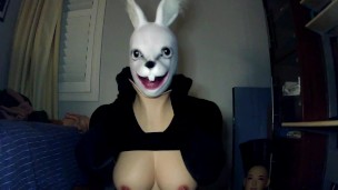 Bunny May Pt2! May shows you inside her bunny mask and her rubber body!