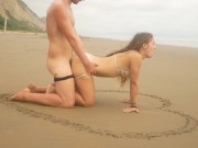Hot teen girlfriend surprises her boyfriend with her wet pussy on a public beach! 5/16
