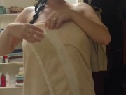 Naturally Busty N Cup Beauty Dries Off After Shower