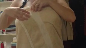 Naturally Busty N Cup Beauty Dries Off After Shower