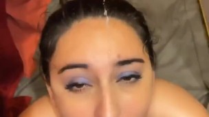 Mexican Milf blows BBC (Facial) 