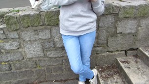 Nonchalant pissing my jeans again in public place !!!