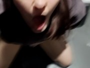 Crazy squirt in a public toilet at a gas station (with the words) 6/16