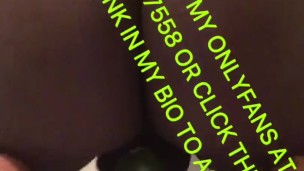 Masturbating with huge cucumber with cream pie pussy