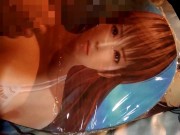 DOAX霞等身大おっぱいマウスパッドにキス&パイズリ&顔射大量ぶっかけ